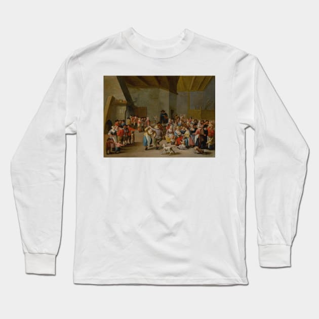 Interior Scene with Merry-Making Figures by Mattheus van Helmont Long Sleeve T-Shirt by Classic Art Stall
